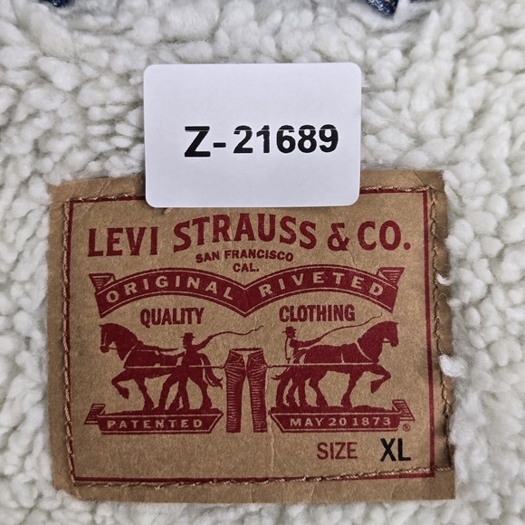 Levi's Women Jacket XL Blue Denim Jean Jacket Sherpa Lined Trucker - Picture 2 of 12